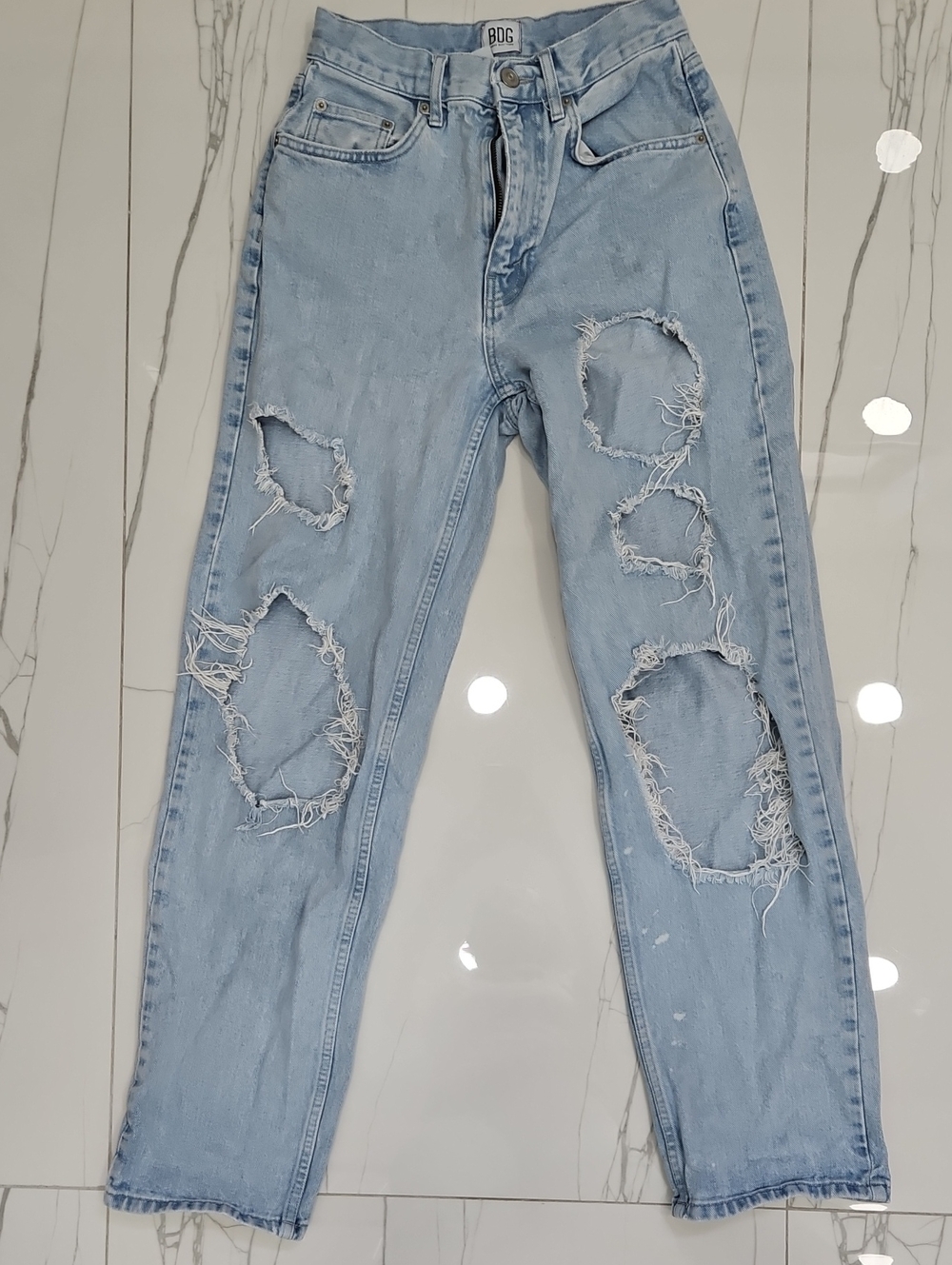 BDG Light Wash High Rise Ripped Boyfriend Jeans